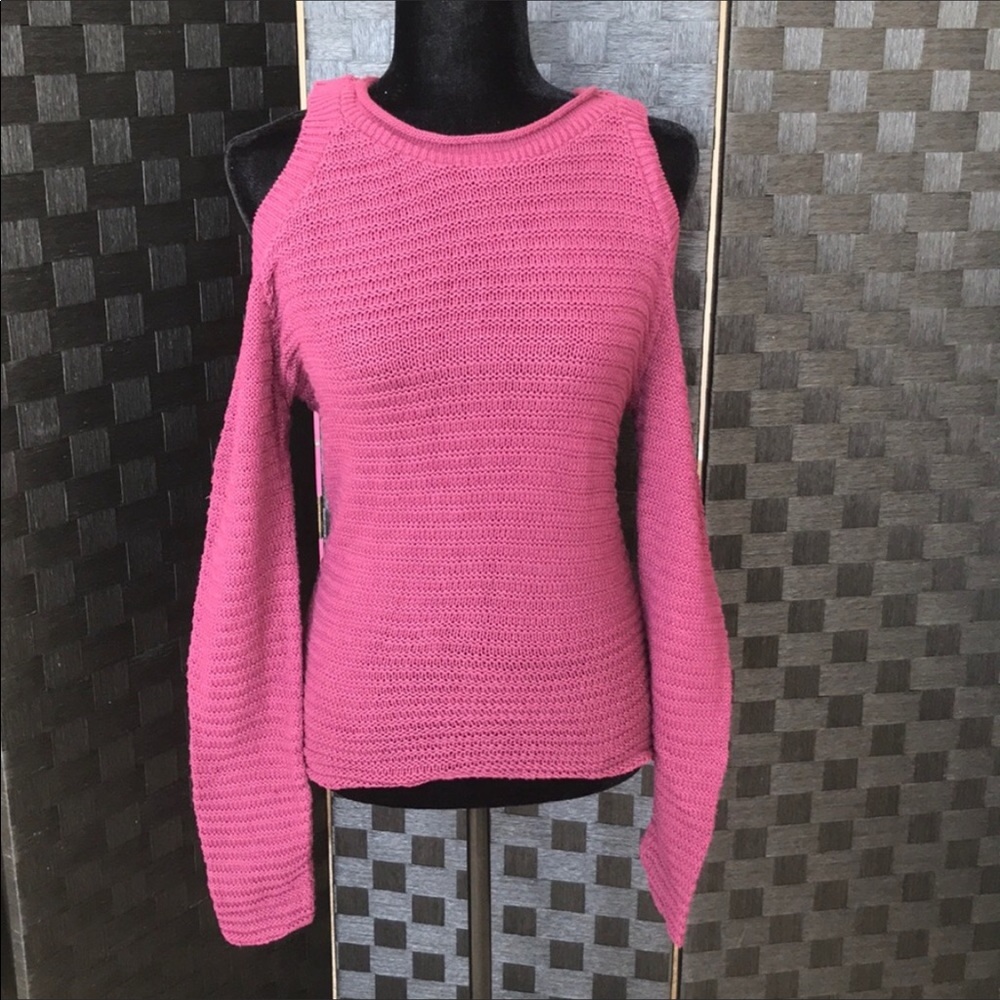 NEW⭐️ Say What? Maroon Size S Open-Shoulder Knit Sweater